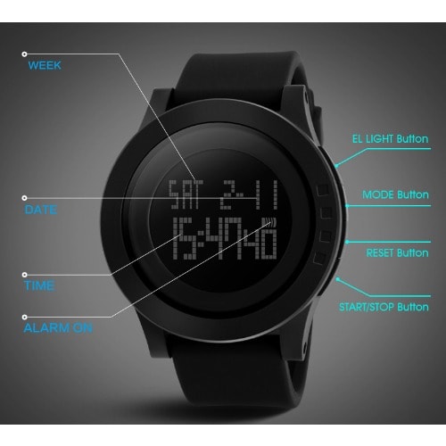 Men Multifunction Digital Wristwatch-1142 - Black