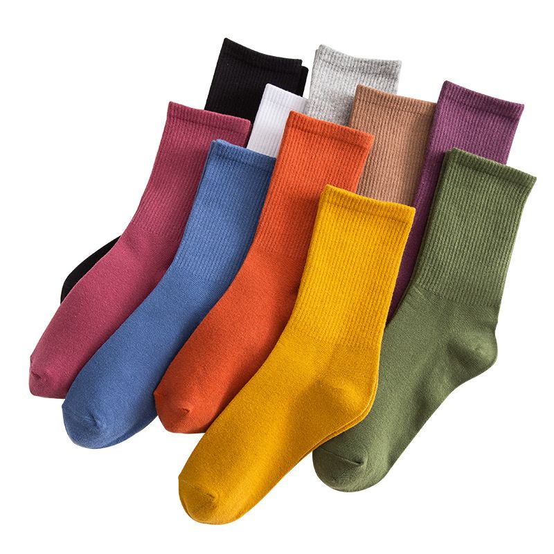 Women Solid Color Long Socks,Casual Autumn Winter Socks 10 Pairs
