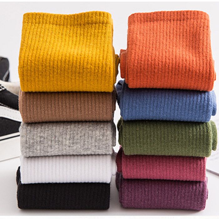 Women Solid Color Long Socks,Casual Autumn Winter Socks 10 Pairs