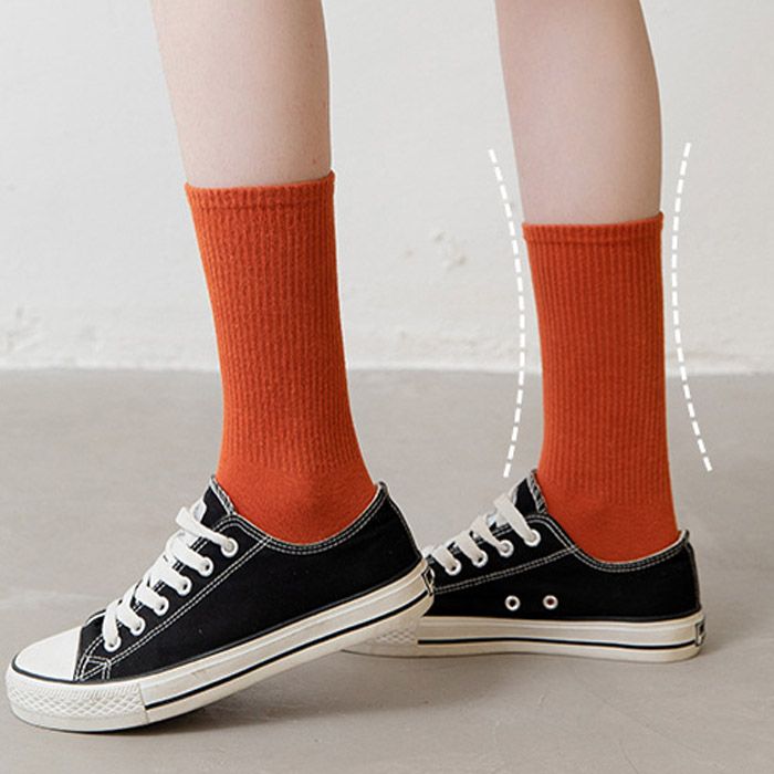 Women Solid Color Long Socks,Casual Autumn Winter Socks 10 Pairs