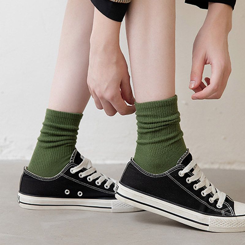 Women Solid Color Long Socks,Casual Autumn Winter Socks 10 Pairs