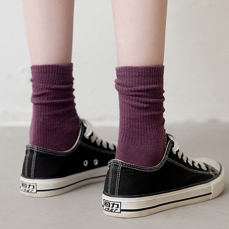 Women Solid Color Long Socks,Casual Autumn Winter Socks 10 Pairs