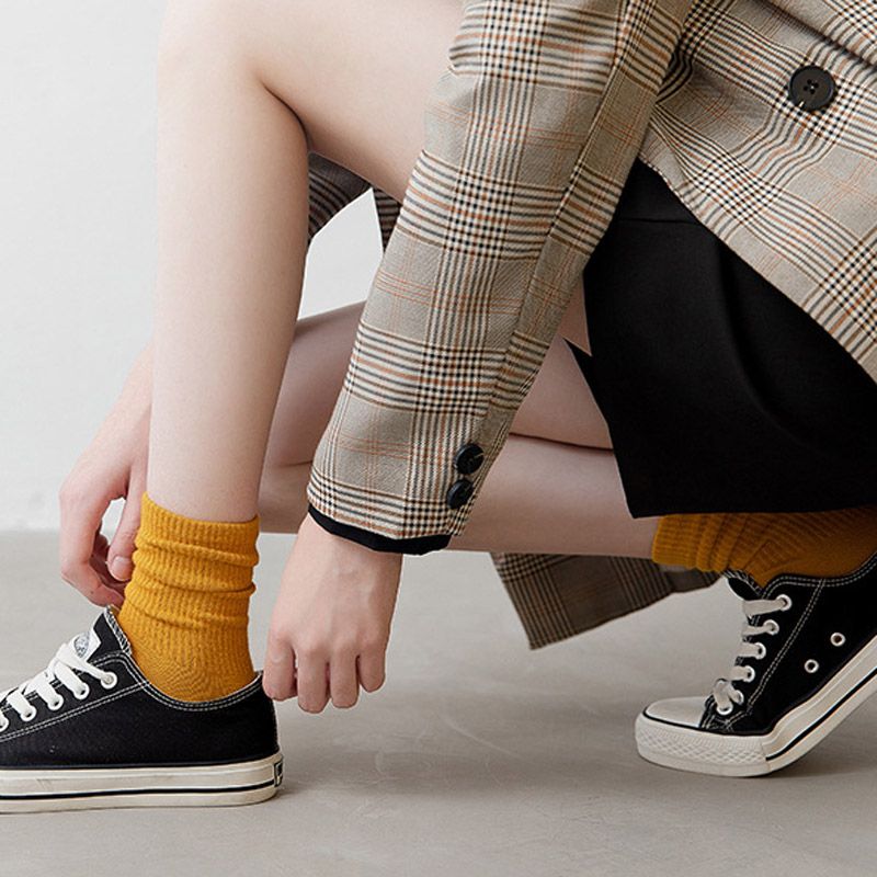Women Solid Color Long Socks,Casual Autumn Winter Socks 10 Pairs