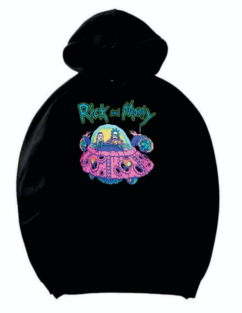 Rick And Morty Printed Black Hoodie