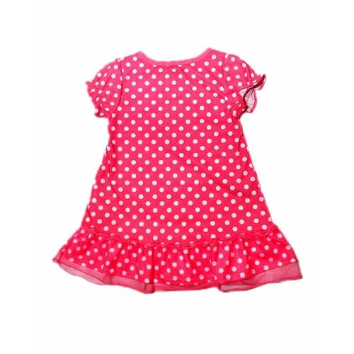 Polka-Dot Drop Waist Ruffle Dress Top- Pink
