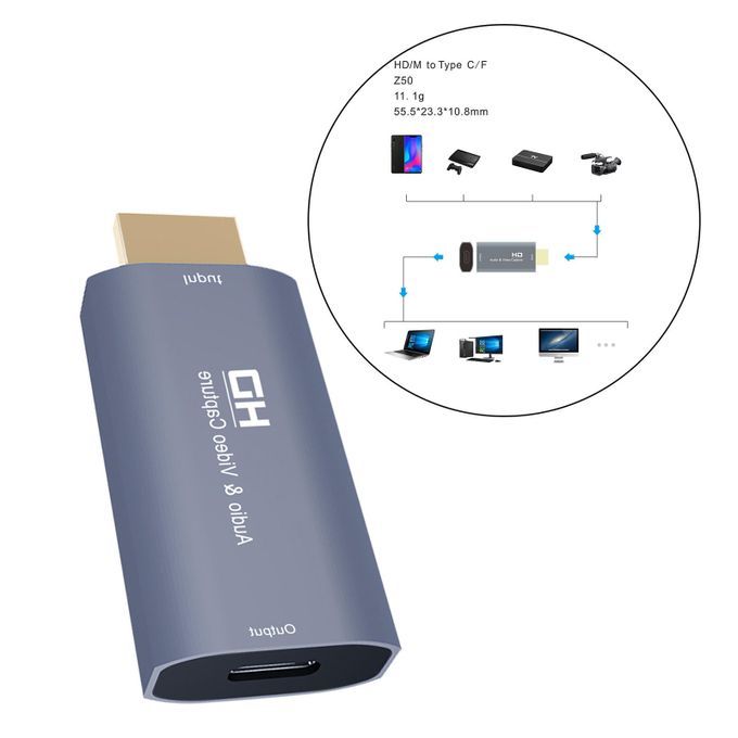 HD/M To Type-C/F Audio Video Capture Card USB-C 4K 1080P For Recording