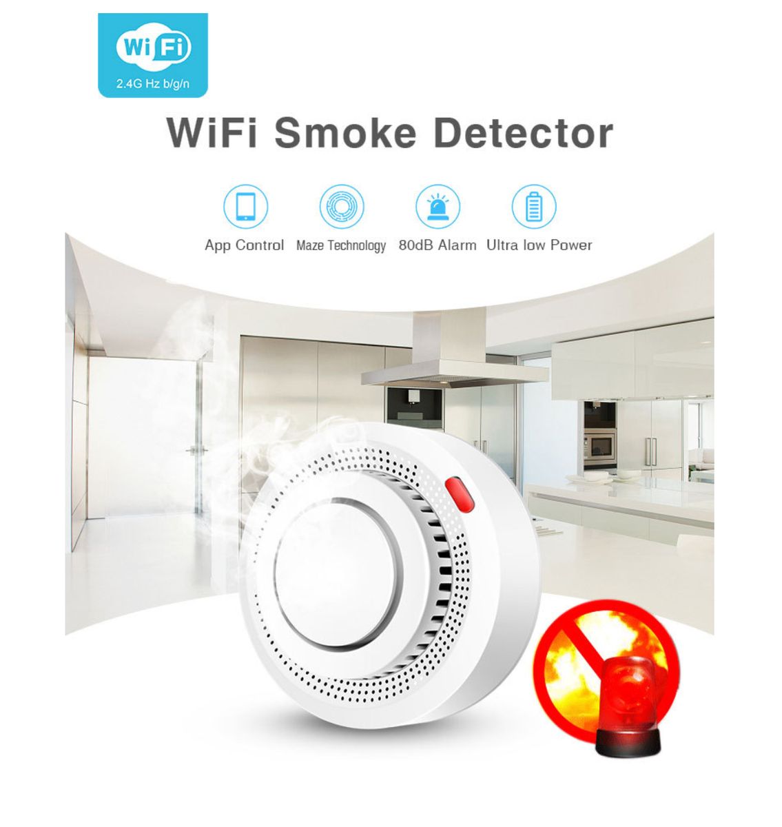 Smart Life APP WIFI Smoke Detector Fire Alarms