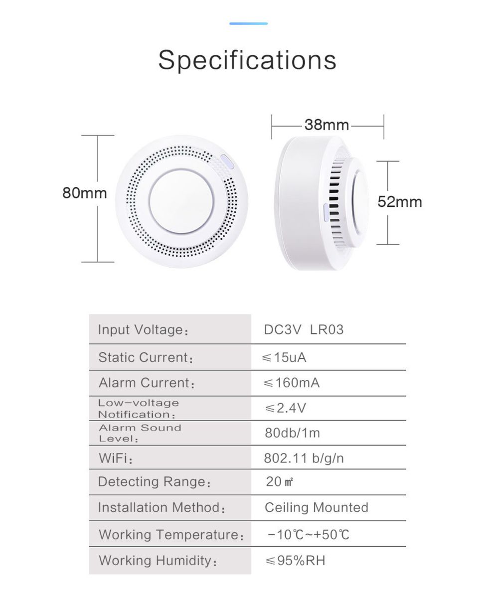 Smart Life APP WIFI Smoke Detector Fire Alarms