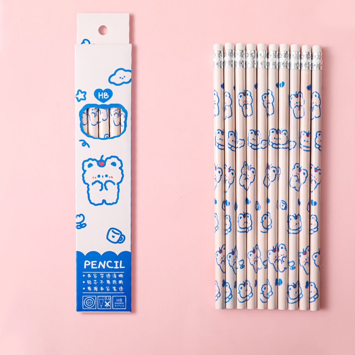 10Pcs/Set Graphite Pencils Unsharpened Cartoon HB