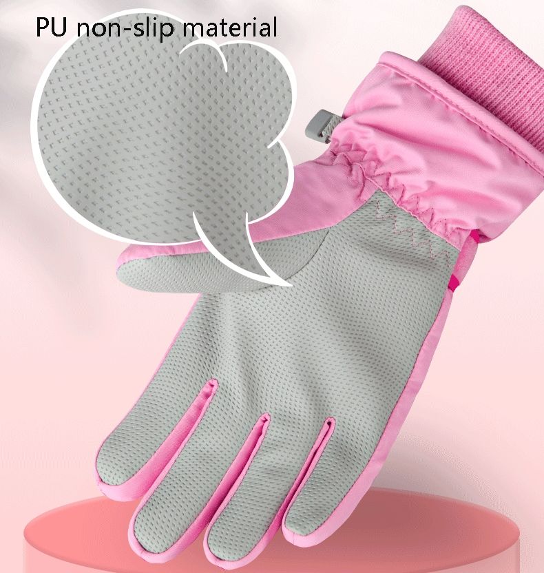 Girls Cute Cotton Gloves Children Ski Gloves Non-Slip And Waterproof Riding Gloves, Size: M(Pink)