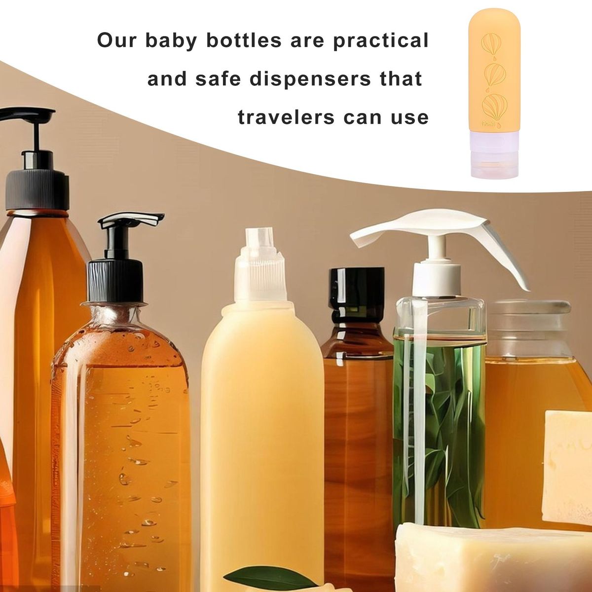 Travel Size Toiletry Containers Leak-proof 90ml Silicone for Travel Yellow