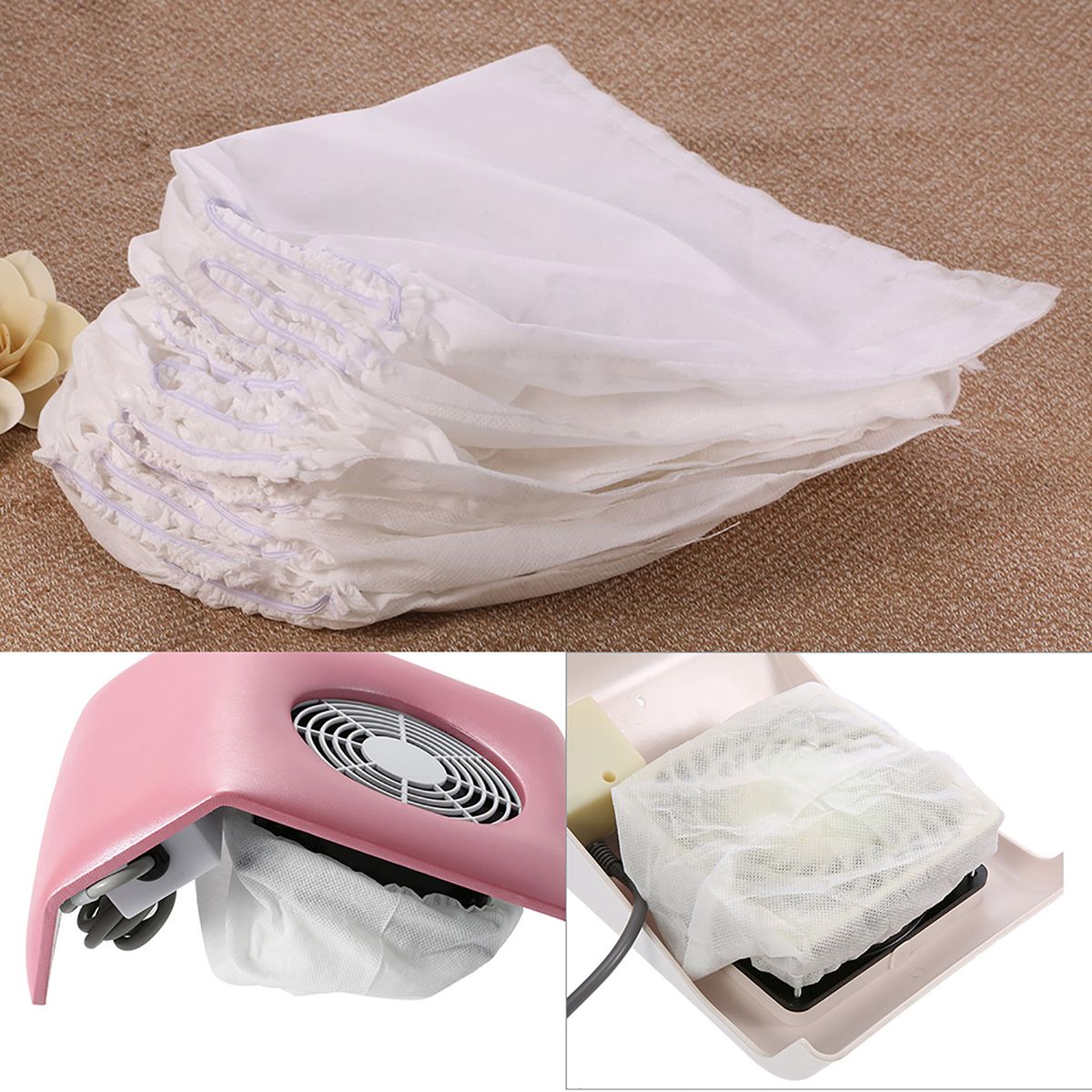 10Pcs White Non-woven Replacement Bags For Nail Art Dust