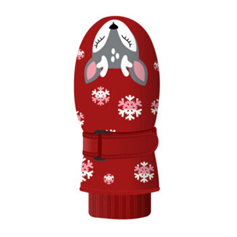 (red Elk Gloves)Kids Ski Gloves Winter Thicken Warm Outdoor Waterproof Cute Elk Christmas Gloves Windproof For Girl/Boy Students 5-12 Years Old