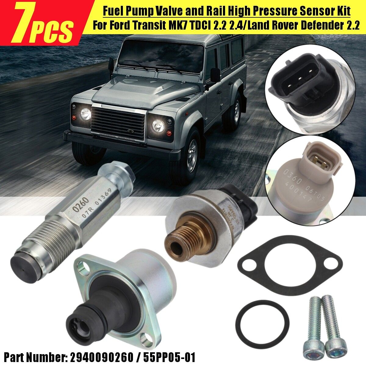 7PCS Fuel Pump Valve Rail High Sensor For Ford Transit MK7 2.2 2.4 TDCI
