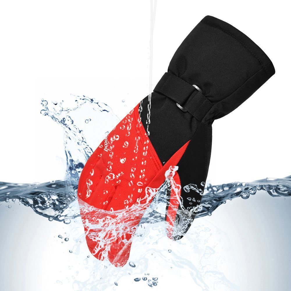 (Black)Winter New Outdoor Ski Gloves 3M Plush Lined Mountaineering Waterproof Warm Gloves GRE GRE