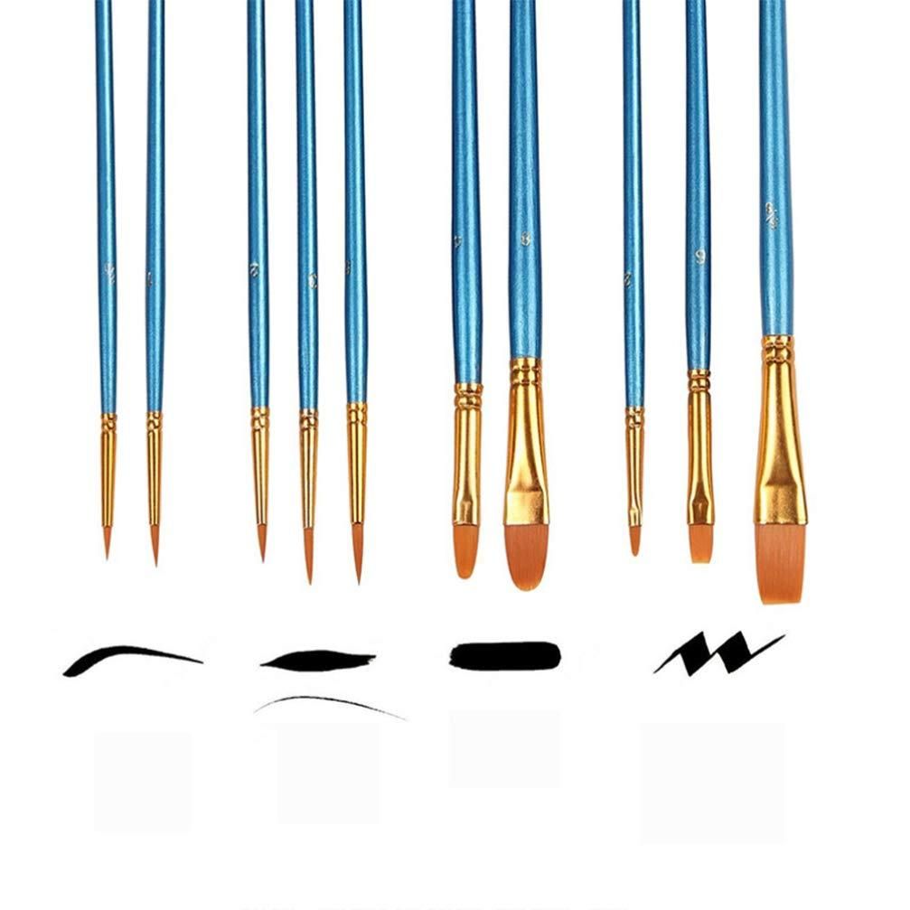 1 Set 13Pcs Acrylic Artist Painting Set Include 10Pcs Acrylic Painting Brushes, 2Pcs Palette and 1Pcs Mini Table Easel