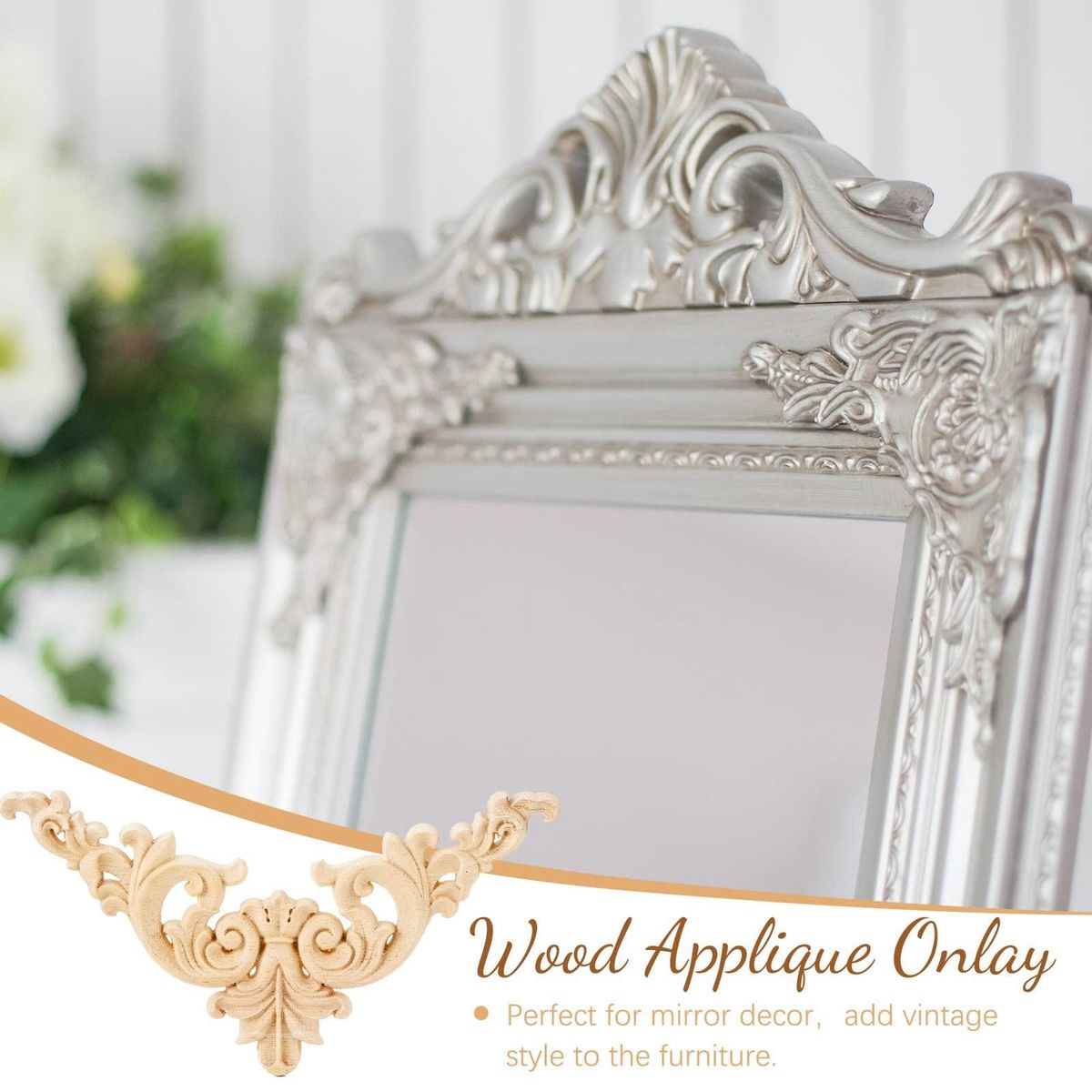 Wood Appliques Onlays Decorative Wood Appliques DIY Wood Appliques for Mirror Bed Door Cabinet Furniture