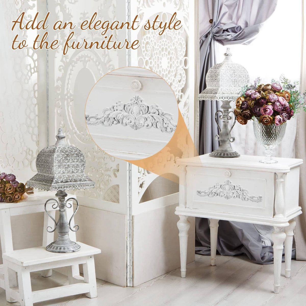 Wood Appliques Onlays Decorative Wood Appliques DIY Wood Appliques for Mirror Bed Door Cabinet Furniture