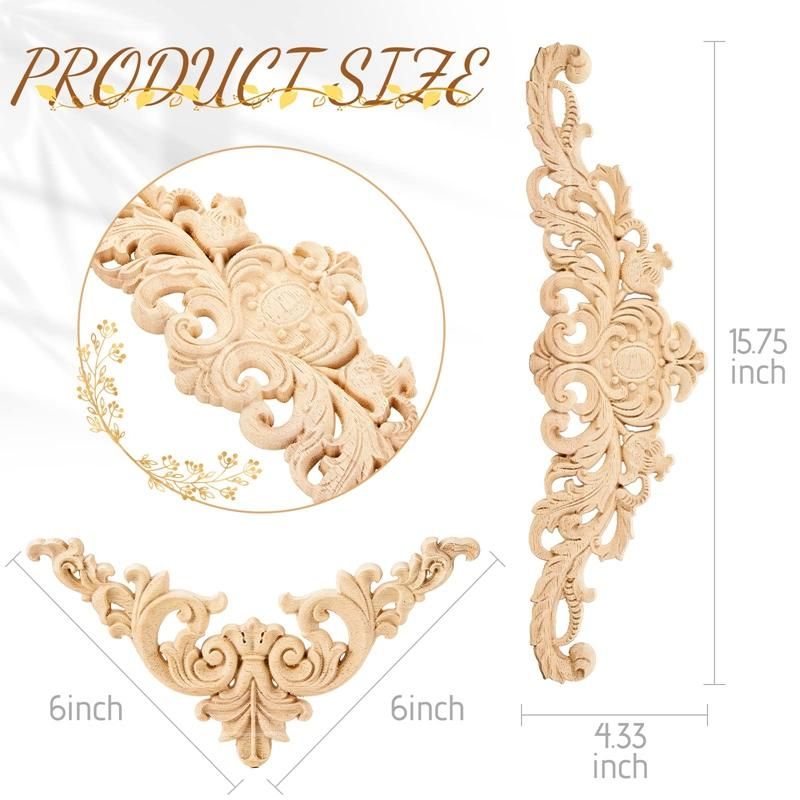 Wood Appliques Onlays Decorative Wood Appliques DIY Wood Appliques for Mirror Bed Door Cabinet Furniture