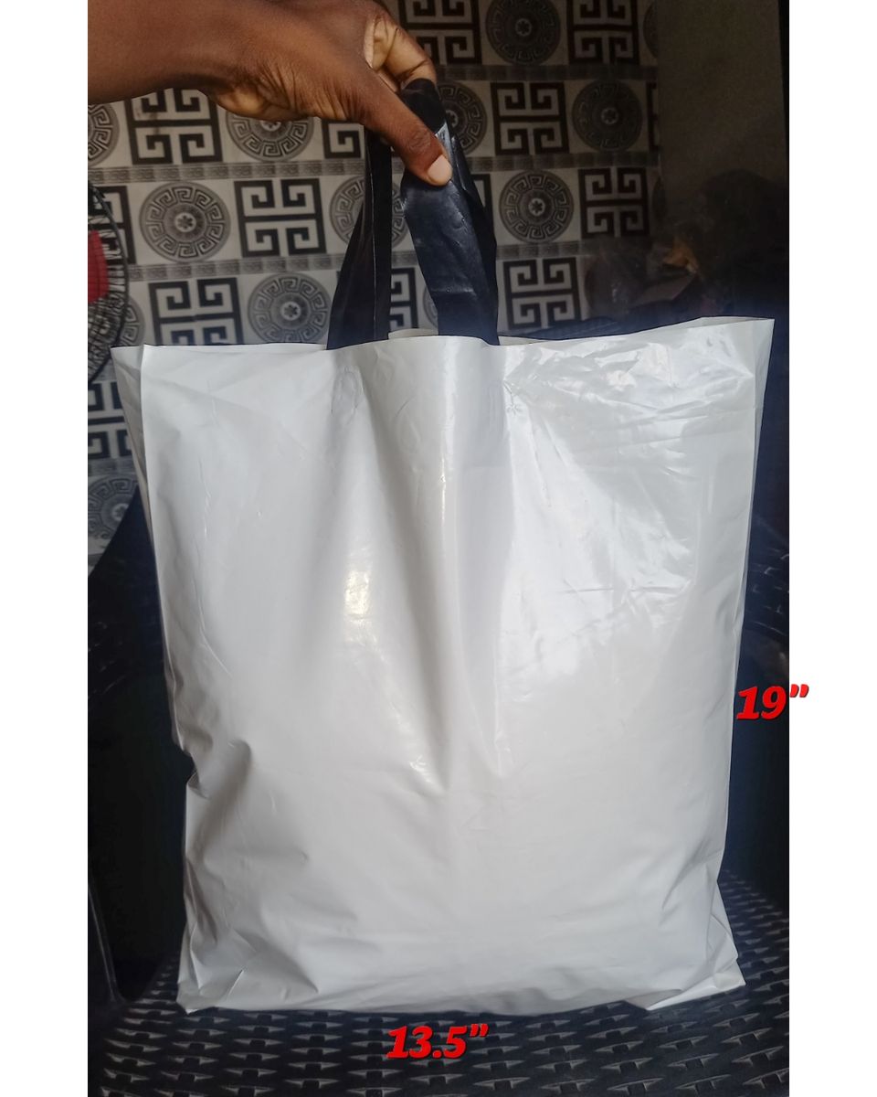 50 PCS Plain BIG Loop Nylon Polybag - Nylon Bag- Packaging Nylon - White