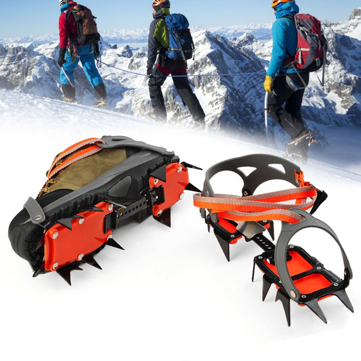 Crampons Ice Cleats Snow Hiking Ice Walking 12 Spikes Winter