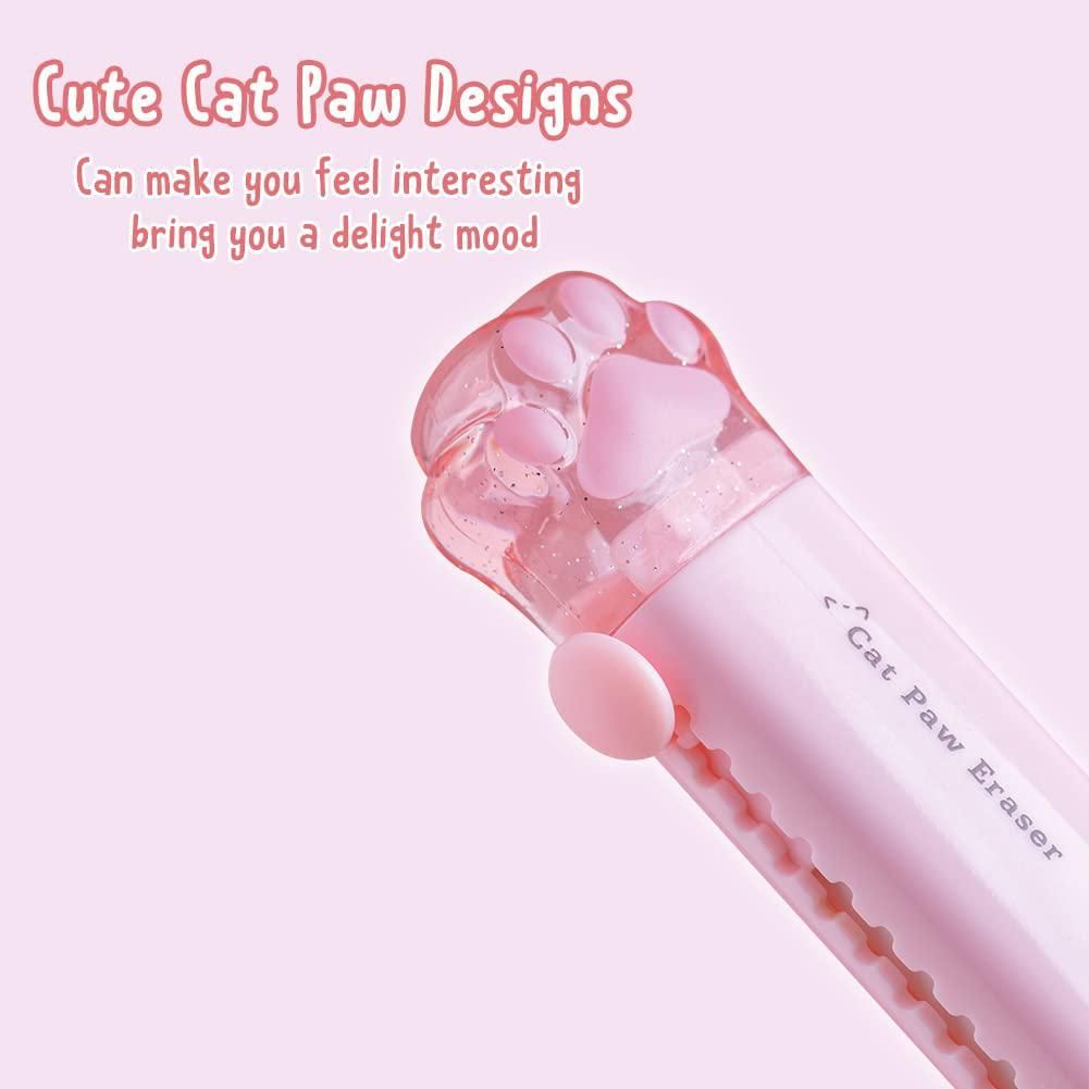 4 PCS Kawaii Push-Pull Design Cat'S Claw Eraser Portable