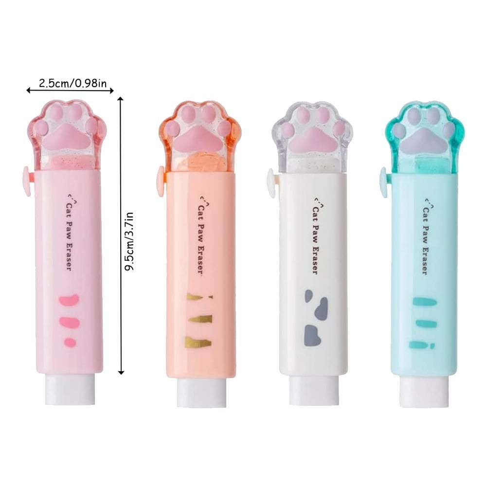 4 PCS Kawaii Push-Pull Design Cat'S Claw Eraser Portable