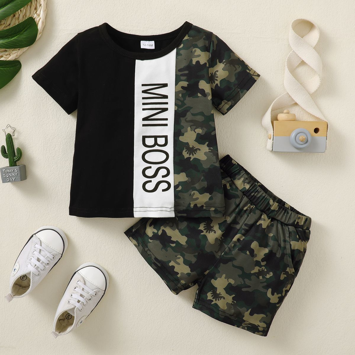 1-5 Years Kid Boy 2PCS Set/ MINI BOSS T-shirt+Shorts