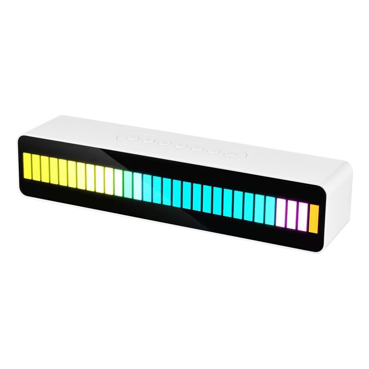 LED Beads Rhythm Light BT Speaker with Dual Horns Colorful Sound-sensitive Music Atmosphere Light Sound Box with FM Radio Voice-Activated Ambient Light RGB Colorful Tube Lamp Light Box Rechargeable Pickup Rhythmic Lamp Audio 