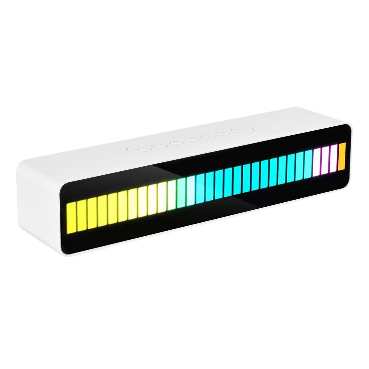 LED Beads Rhythm Light BT Speaker with Dual Horns Colorful Sound-sensitive Music Atmosphere Light Sound Box with FM Radio Voice-Activated Ambient Light RGB Colorful Tube Lamp Light Box Rechargeable Pickup Rhythmic Lamp Audio 