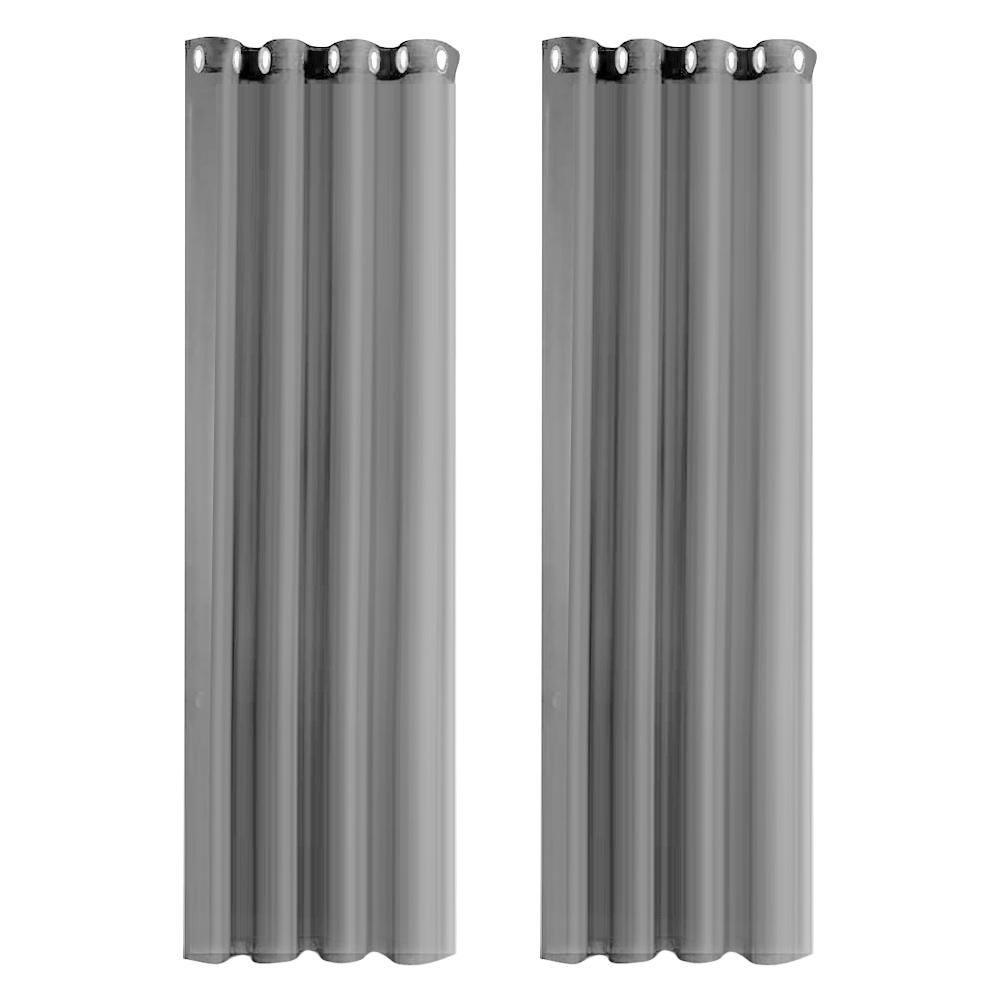 2PC Curtain Modern Simple Waterproof Solid Color Trilon Transparent Perforated Sunscreen Antiple UV Curtain Fabric