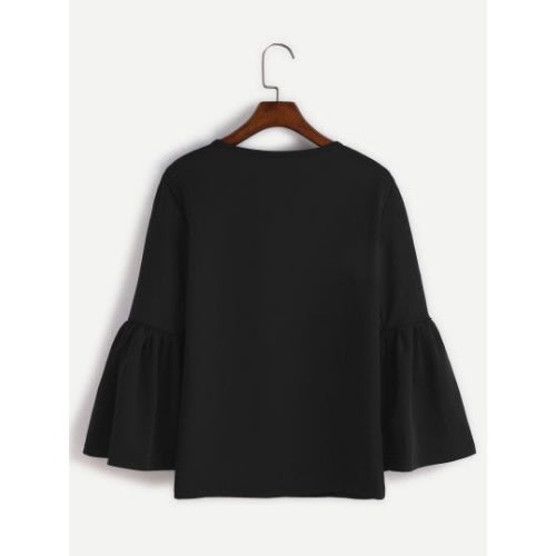 Top With Bell Sleeves - Black