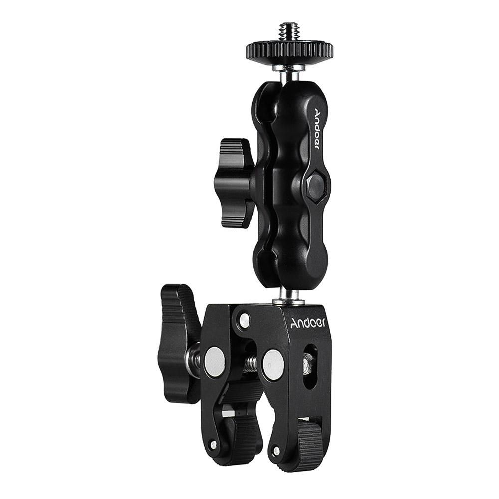 Andoer Multi-functional Clamp Ball Mount Clamp Articulating Friction Arm Super Clamp with 1/4 Inch Screw for GPS Monitor LED Video Light Flash Light Microphone