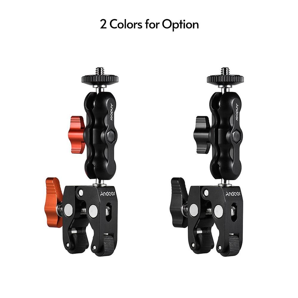 Andoer Multi-functional Clamp Ball Mount Clamp Articulating Friction Arm Super Clamp with 1/4 Inch Screw for GPS Monitor LED Video Light Flash Light Microphone