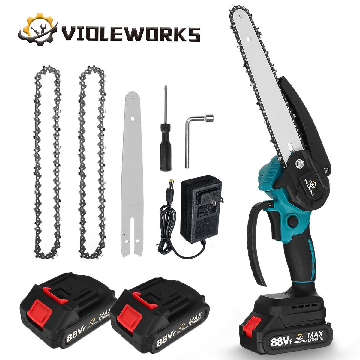 VIOLEWORKS 8 Inches 1200W Electric Cordless Chain Saw