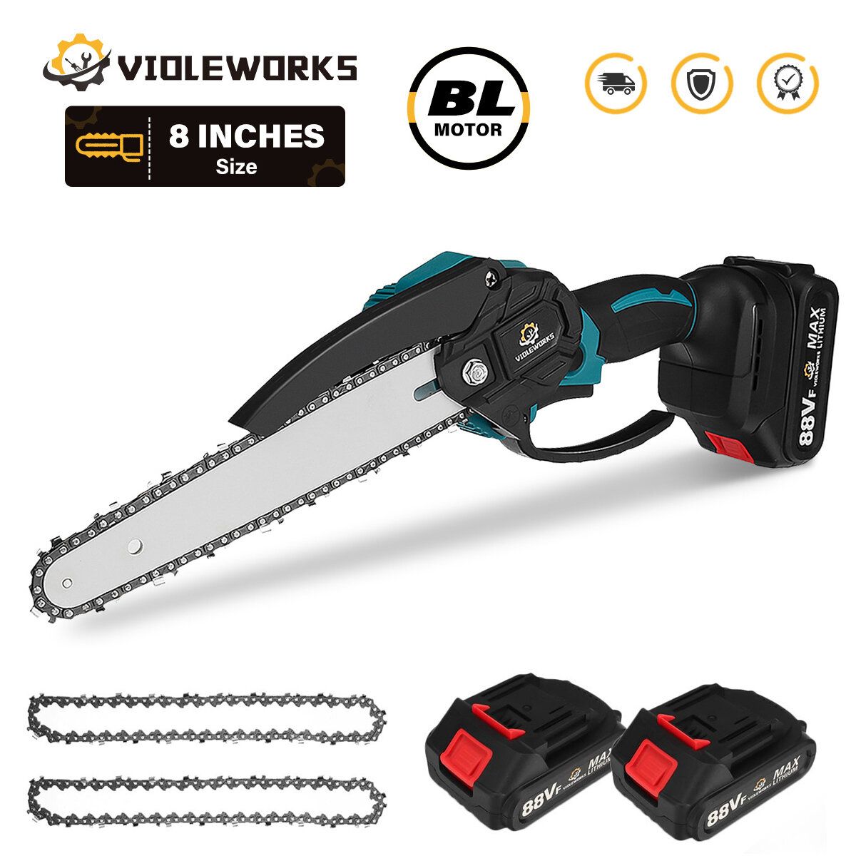 VIOLEWORKS 8 Inches 1200W Electric Cordless Chain Saw
