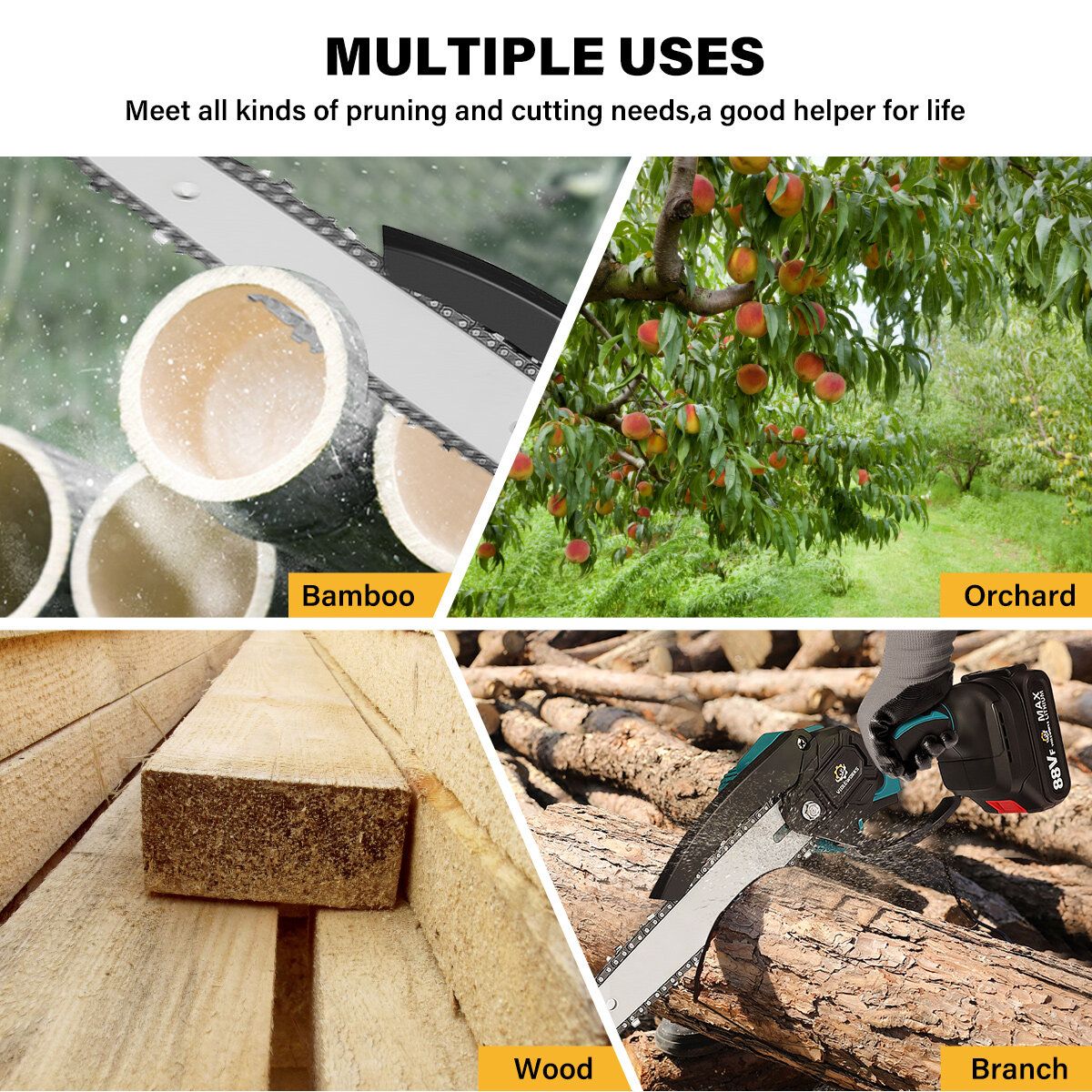 VIOLEWORKS 8 Inches 1200W Electric Cordless Chain Saw