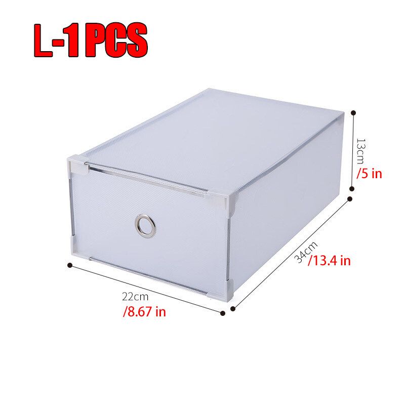 1/10 PCS Foldable Storage Shoe Box Shoe Rack Transparent Drawer Metal Frame Transparent Storage Box S