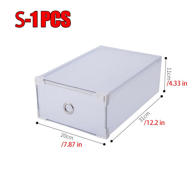 1/10 PCS Foldable Storage Shoe Box Shoe Rack Transparent Drawer Metal Frame Transparent Storage Box S