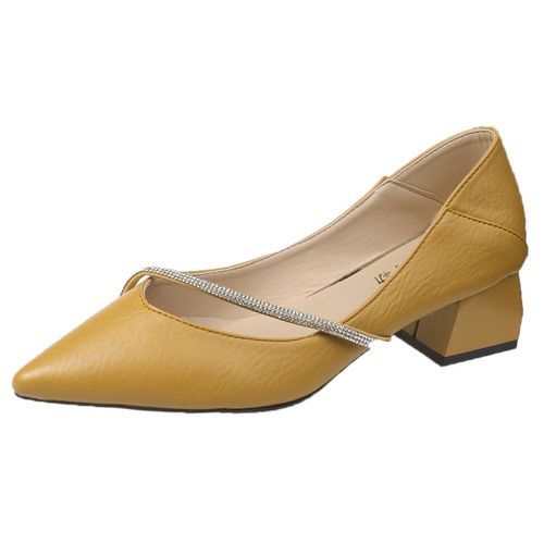 Ladies Classic Simple Pointed High Heels-Yellow