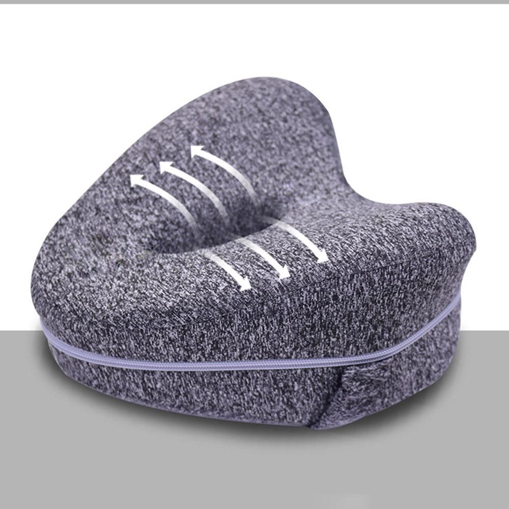 Memory Foam Knee Pillow with Elastic Strap Heart-shaped Slow Recovery Leg Positioner Pillow for Side Sleeper Pregnancy Relax Lower Back Pain Knee Pain