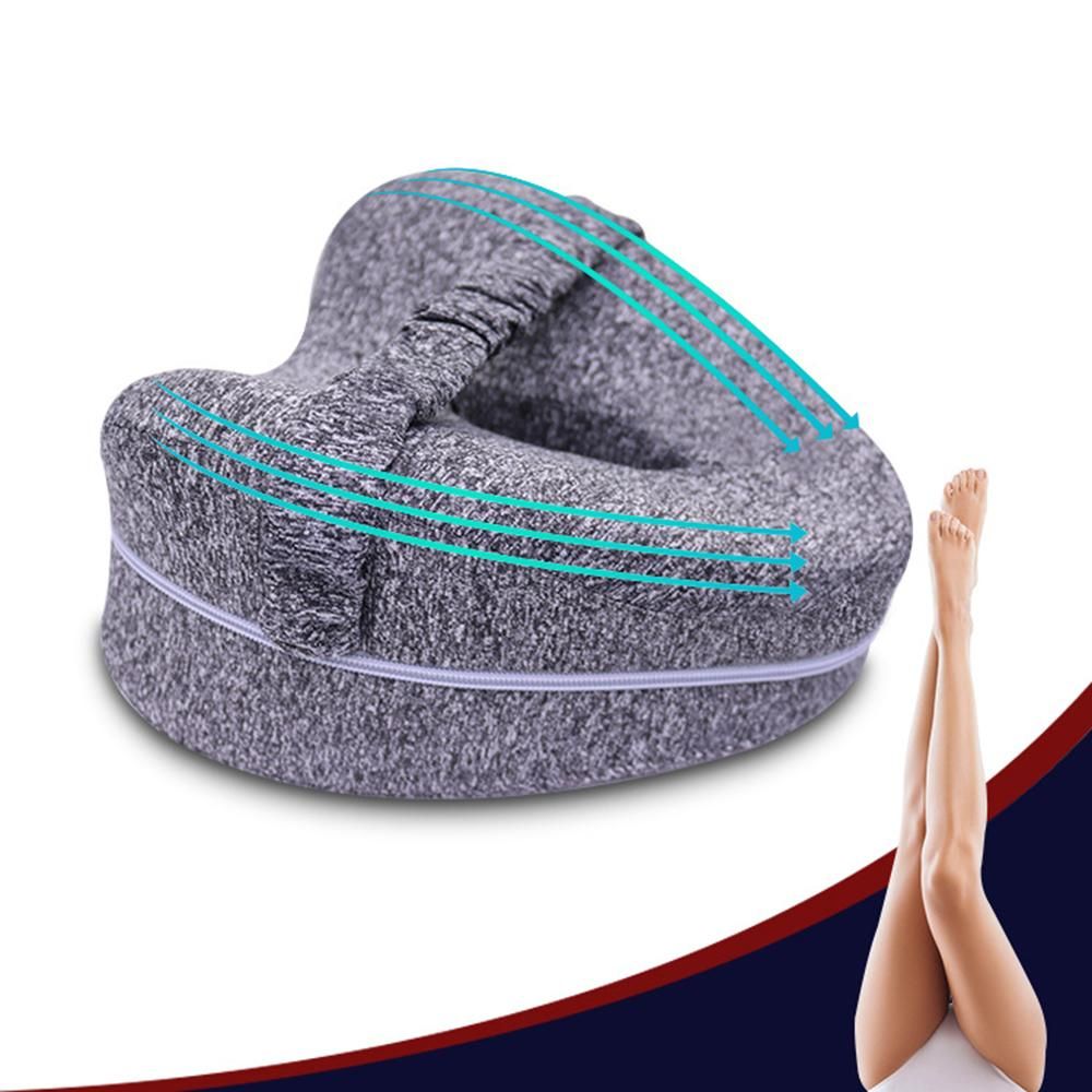 Memory Foam Knee Pillow with Elastic Strap Heart-shaped Slow Recovery Leg Positioner Pillow for Side Sleeper Pregnancy Relax Lower Back Pain Knee Pain