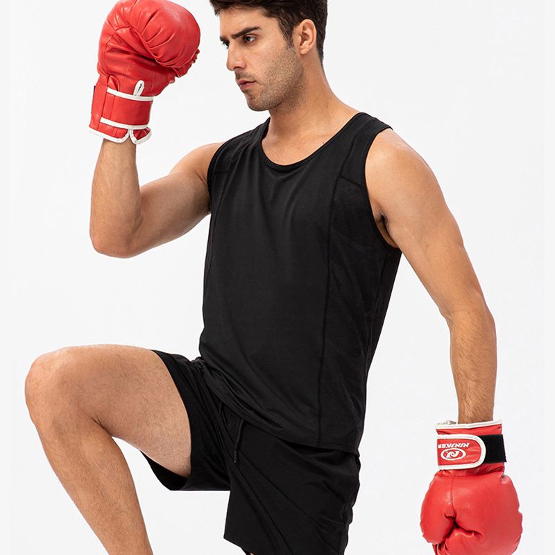Mens Summer Casual Vest Fitness Sports Top Tanks（Black）