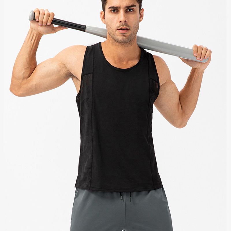 Mens Summer Casual Vest Fitness Sports Top Tanks（Black）