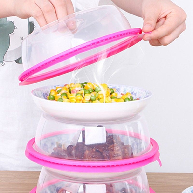 2Pcs Microwave Oven Food Heating Anti-splash Covers-Red