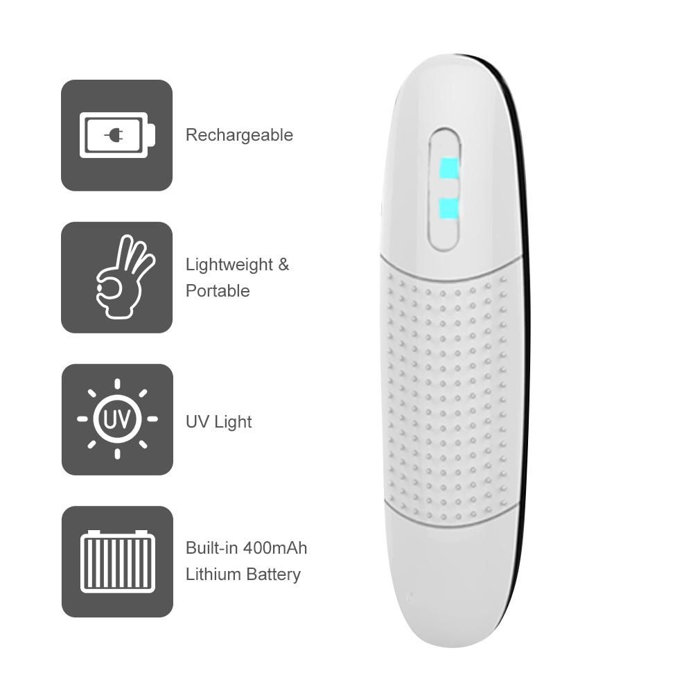 Portable UV Light Wand Rechargeable Cleaner Device Travel Ultraviolet Cleaning Purification Wand with Type-C Interface for Mobile Phone Jewelry Watches Key