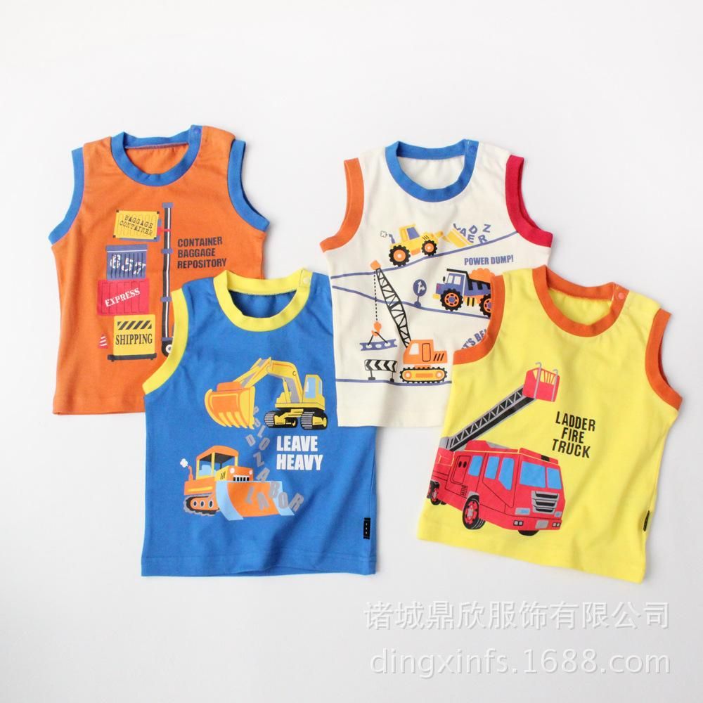 Children's Clothing Summer New Boys' Vest Pure Cotton Cartoon Top Base Shirt Spot Exclusiv