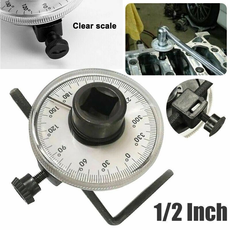 360° 1/2 Inch Adjustable Drive Torque Angle Gauge
