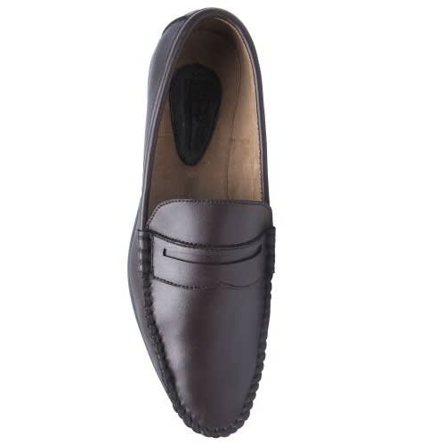 Belt Detail Leather Loafers - Brown