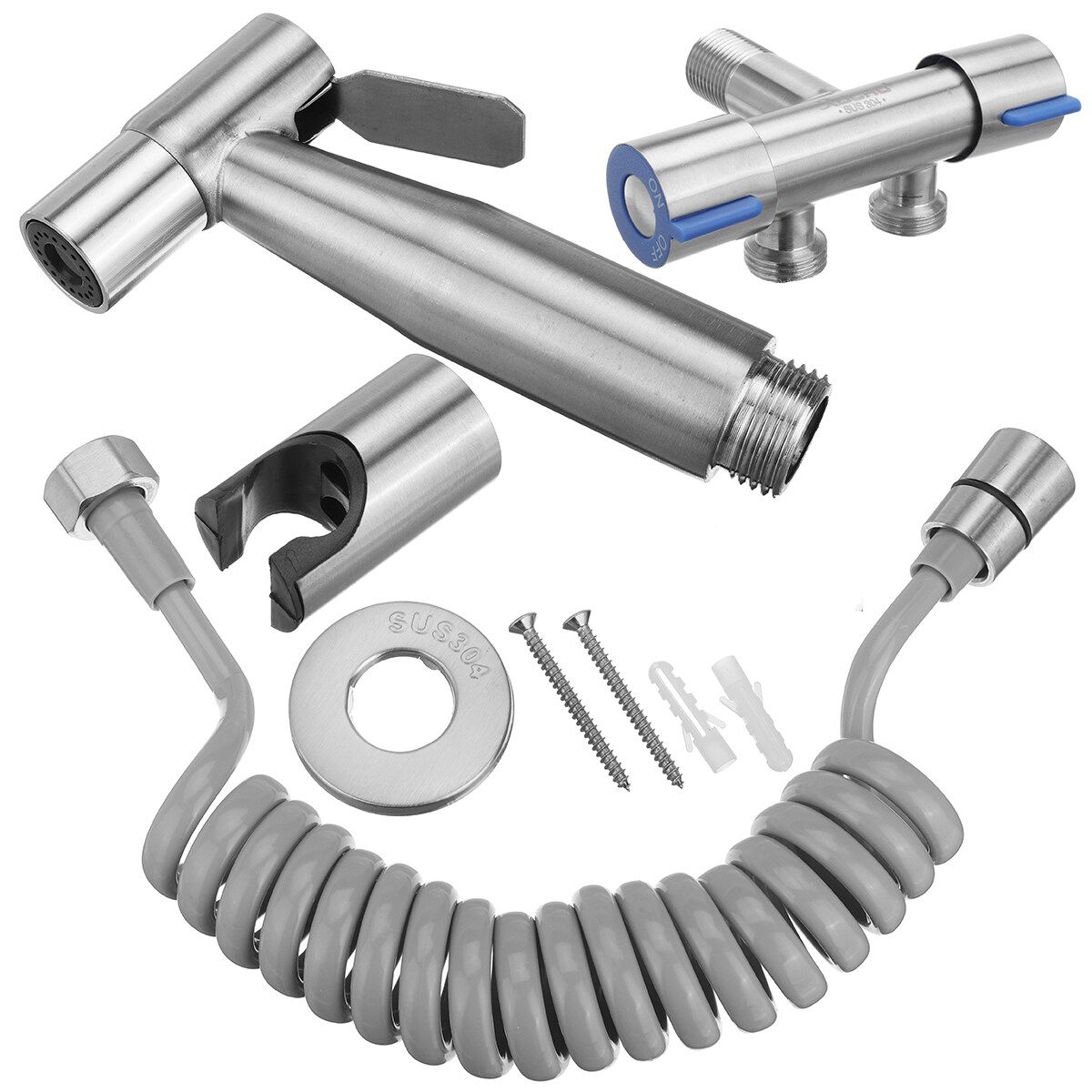 Stainless Steel Handheld Douche Bidet Toilet Hose Spray Shower Shattaf Kit